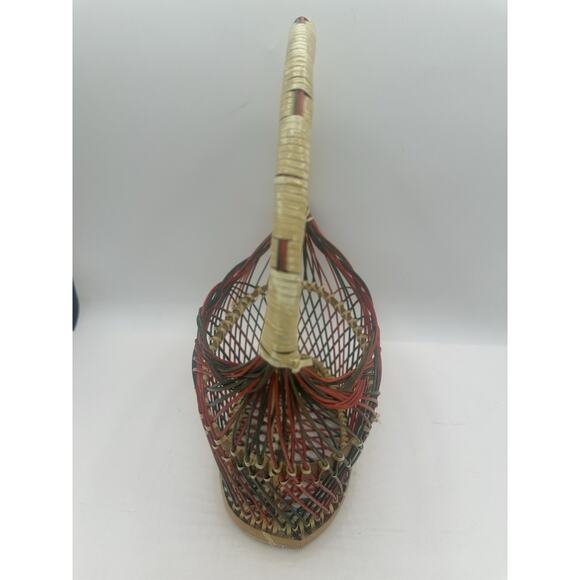 Vintage Folk Art Wicker Christmas Basket, Vintage Christmas Decor, Kitschy - Picture 4 of 6